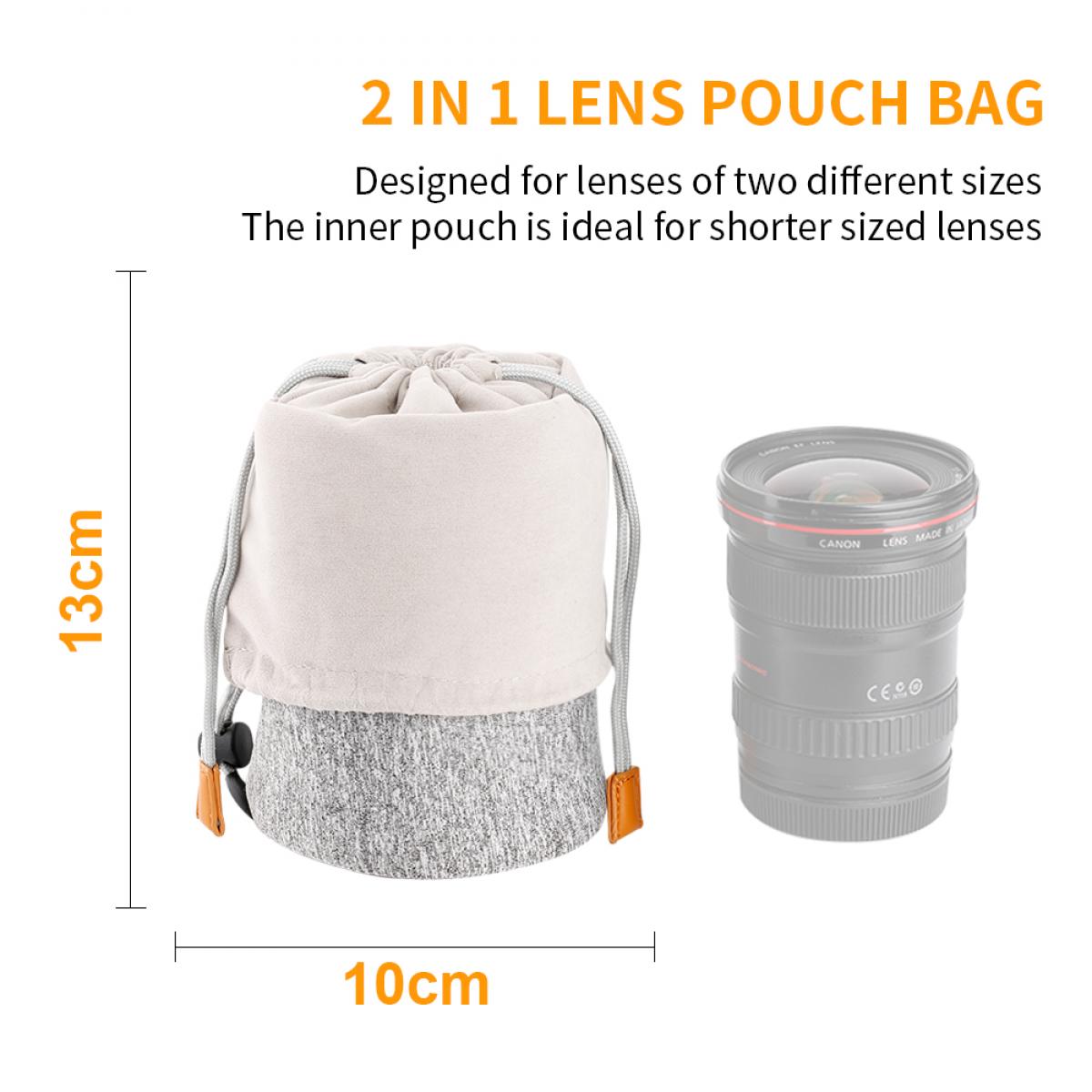 Camera Lens Bag, Protective Lens Pouch Bag, 2in1 Neoprene Lens Carry