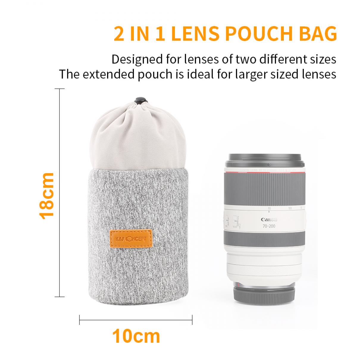 10*18cm Protective Lens Pouch Bag for Camera Lens K&F Concept KENTFAITH