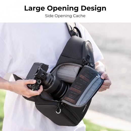 K&F Concept カメラスリングバッグ クロスボディバッグ 防水カメラショルダーバックパック DSLR/SLR/ミラーレスカメラケース  三脚ホルダー付き写真バッグ Canon/Nikon/Sony/Fuji/Gopro/DJI に対応