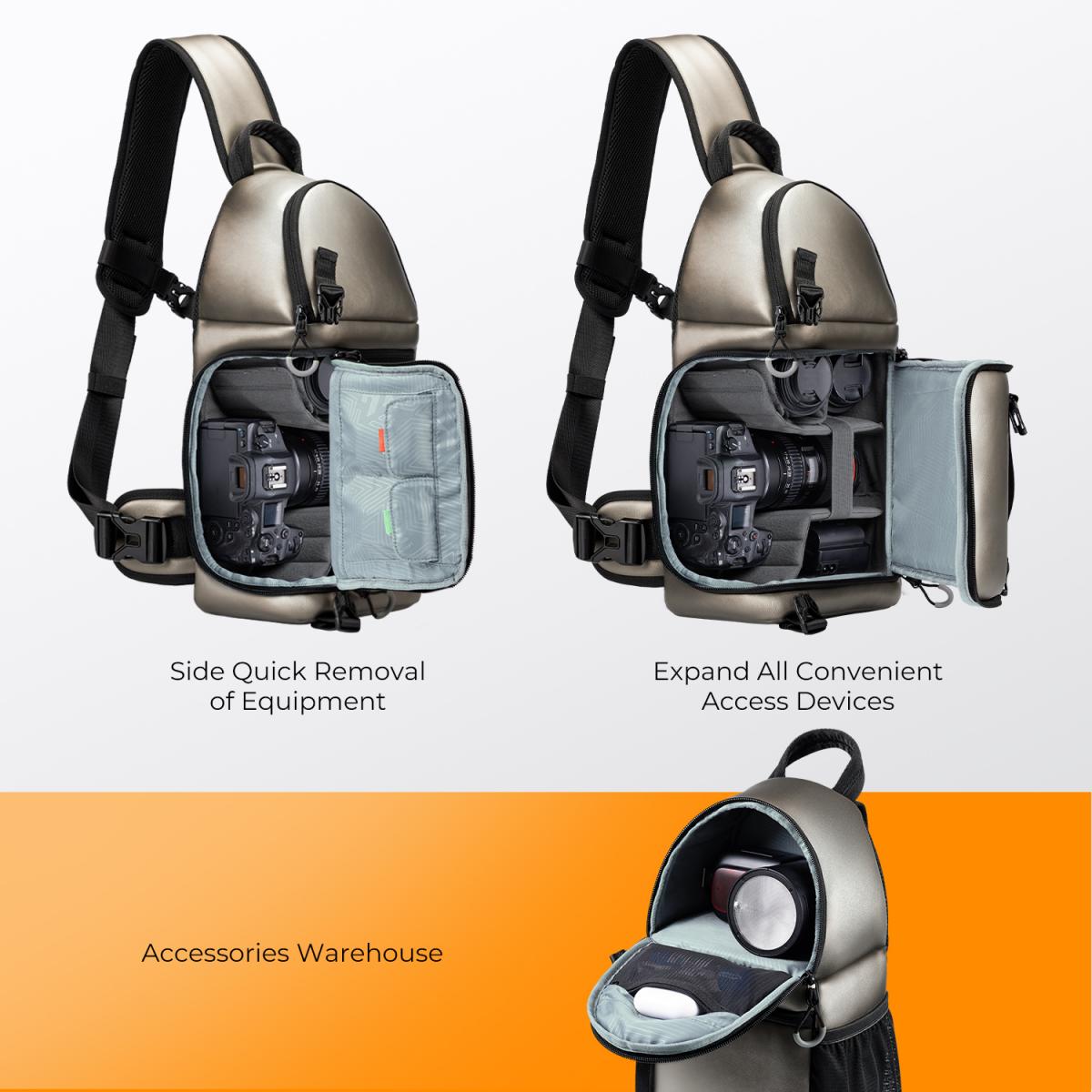 Camera Sling Bag Waterproof for DSLR/SLR Camera KENTFAITH