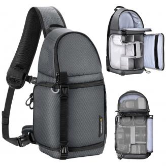 K&F Concept Bolsa tipo estilingue para câmera Bolsa crossbody Mochila de ombro para câmera à prova d'água DSLR / SLR Estojo para câmera Bolsas fotográficas com suporte para tripé - Bolsa tiracolo 10L Urban Wander 02 (cinza)