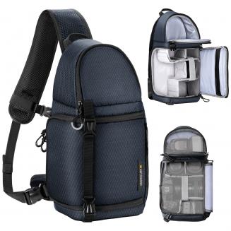 K&F Concept Bolsa tiracolo para câmera Bolsa transversal à prova d'água Mochila de ombro para câmera DSLR/SLR/Mirrorless Bolsas para fotografia compatíveis com Canon/Nikon/Sony/Fuji/Gopro/DJI - Bolsa tiracolo 10L Urban Wander 02 (Azul)