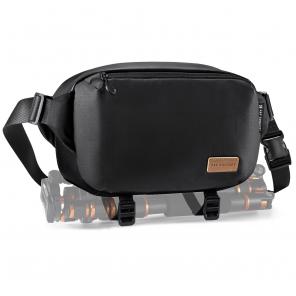 K&F Concept 2 in 1 Sling Bag Everyday Shoulder Bag & Multifunction Photography Crossbody Camera DSLR Backpack Portable Bag - Sling Bag 10L Urban Wander 01 (Black + Brown)