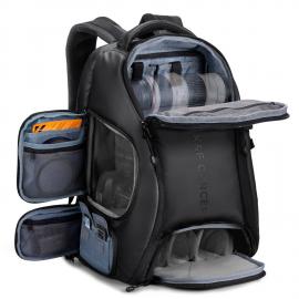 Mochila para câmera K&F Concept de 25 litros, grande capacidade, para fotógrafos, com capa de chuva e compartimento para laptop de 15,6 polegadas, compatível com drones Canon/Nikon/Sony/DJI Mavic - Mochila 25 litros Nature Wander 08 (preta)