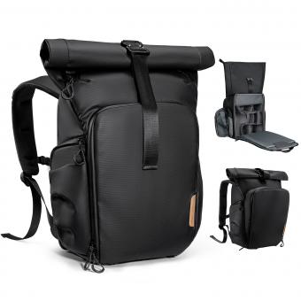 K&F Concept 20L Camera Backpack Nature Wander 11 Black, Waterproof Travel Photography Bag with Laptop Compartment for 15.6