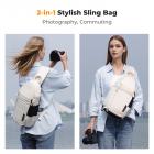 K&F Concept スリングカメラバッグ（一眼レフ/ミラーレス用）、EVA仕切り付きクイックアクセス写真撮影用ショルダーバッグ、盗難防止ジッパー付き – コンパクトで軽量、ストリート＆トラベルに最適 - スリングバッグ 10L Urban Wander 02 (ベージュ)