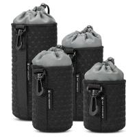 4 Pack Camera Lens Pouch Case, Protective Lens Bag for Mirrorless Lenses, Drawstring Camera Lens Pouches for Canon, Nikon, Pentax, Sony, Olympus Lens
