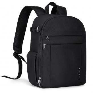 K&F Concept 13L Camera Backpack Nature Wander 12 Black, Lightweight Photography Bag with Quick Access Front Opening, Tripod Strap & Dual-Purpose Design for Travel and Daily Use