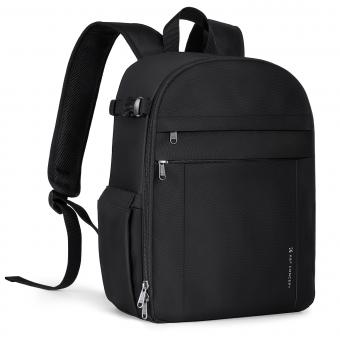 K&F Concept 13L Camera Backpack Nature Wander 12 Black, Lightweight Photography Bag with Quick Access Front Opening, Tripod Strap & Dual-Purpose Design for Travel and Daily Use