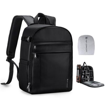K&F Concept 13L Camera Backpack Nature Wander 12 Black, Lightweight Photography Bag with Quick Access Front Opening, Tripod Strap & Dual-Purpose Design for Travel and Daily Use, Black-PU