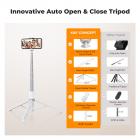 K&F Concept Self-Open Selfie Stick, Selfie Stick Tripod with Rechargeable Bluetooth Remote Control, Phone Holder for Vlog, Foldable and Lightweight Design, Compatible with iPhone/Android, White