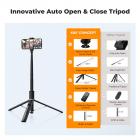 K&F Concept Selfie Stick, Auto Open & Close Phone Tripod Stand, 360° Rotatable Selfie Stick with 9 Button Bluetooth Remote, Extendable Automatic Tripod for Cell Phone(Black)