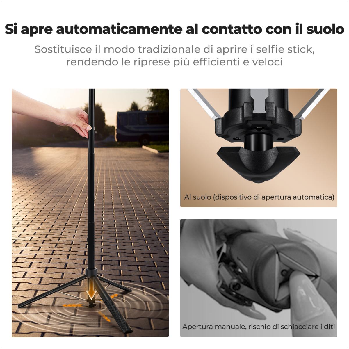 K&F CONCEPT 71" Treppiede con tracciamento del viso, Selfie Stick con tracciamento automatico del viso con 2 luci di riempimento, Treppiede con tracciamento automatico del viso 360 Rotazione con supporto, Controllo gestuale, Telecomando