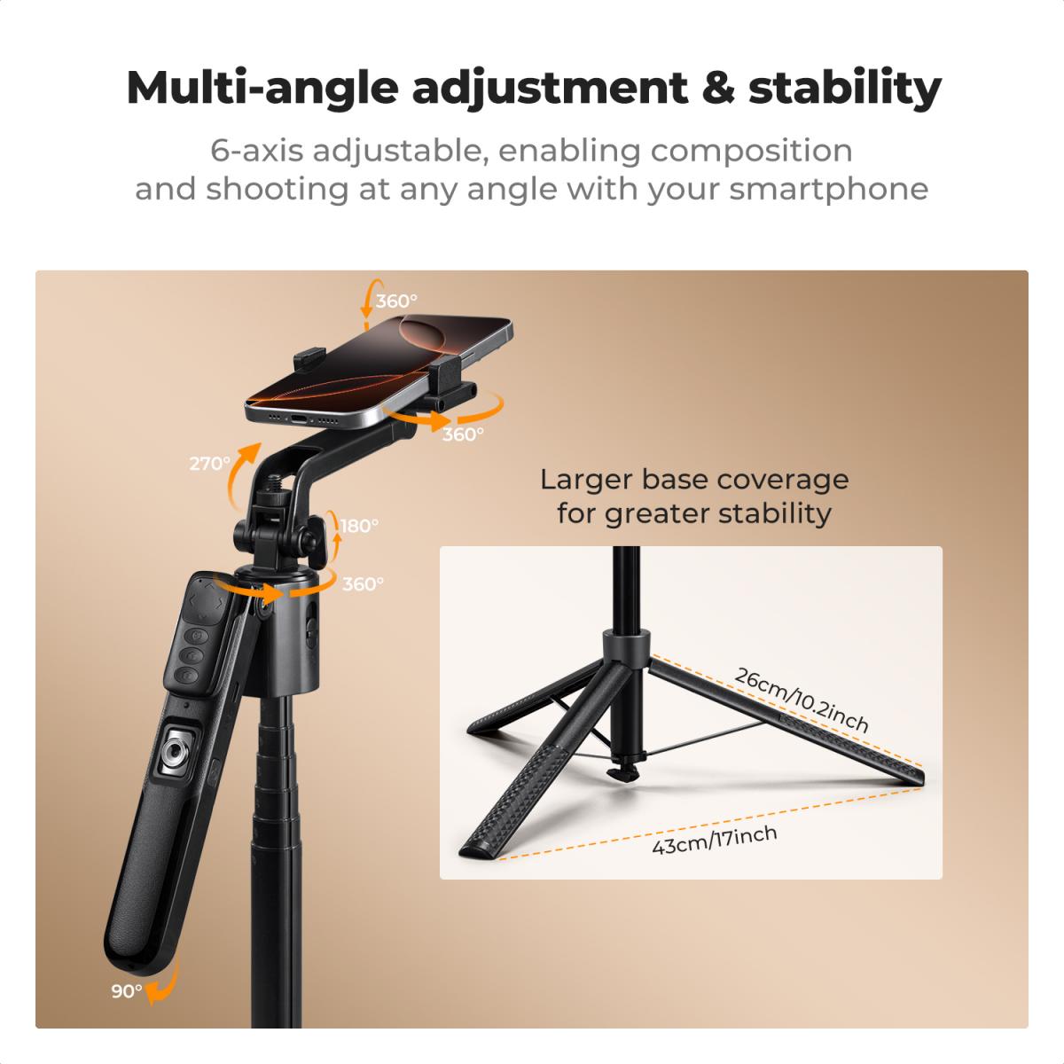 K&F CONCEPT 71“ Face Tracking Tripod, Auto Face Tracking Selfie Stick with 2 Fill Lights, Auto Face Tracking Tripod 360 Totation with Stand, Gesture Control, Remote Control