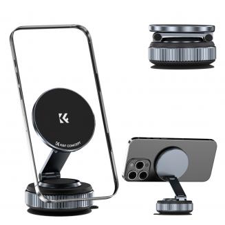 K&F CONCEPT 360° Vacuum Magnetic Car Mount, Foldable & Adjustable Magnetic Phone Holders for Your Car/Gym/Mirror/Smooth Surface, Compatible with iPhone 17 Pro Max 16/15/14/13/12 & Android Phone