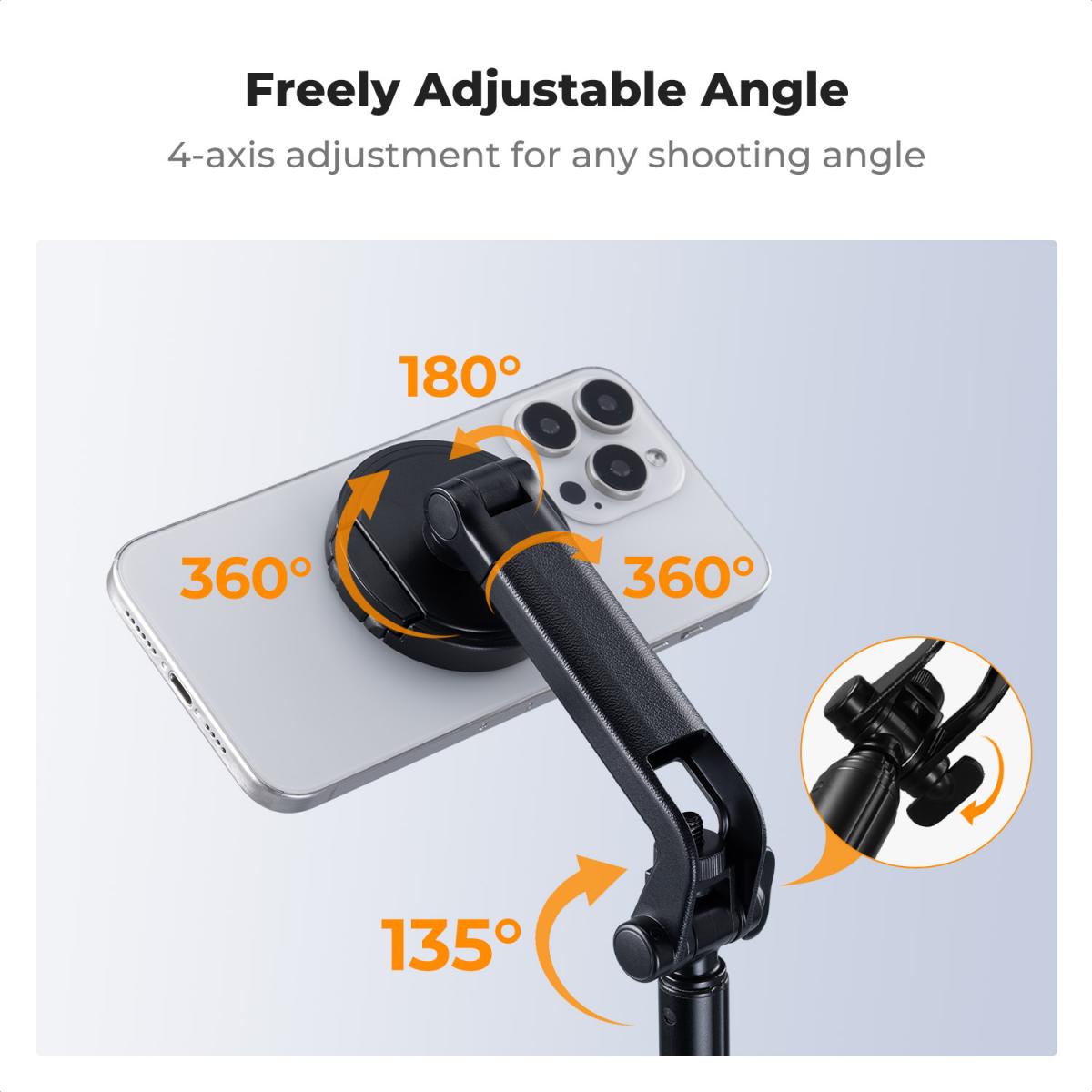 K&F CONCEPT Popod 72" Phone Tripod, 3-in-1 Clip & Magnetic Selfie Stick with Remote, Automatic Phone Tripod Stand, Compatible with iPhone 17-12 Series Android Phones 1/4" Screw Accessories