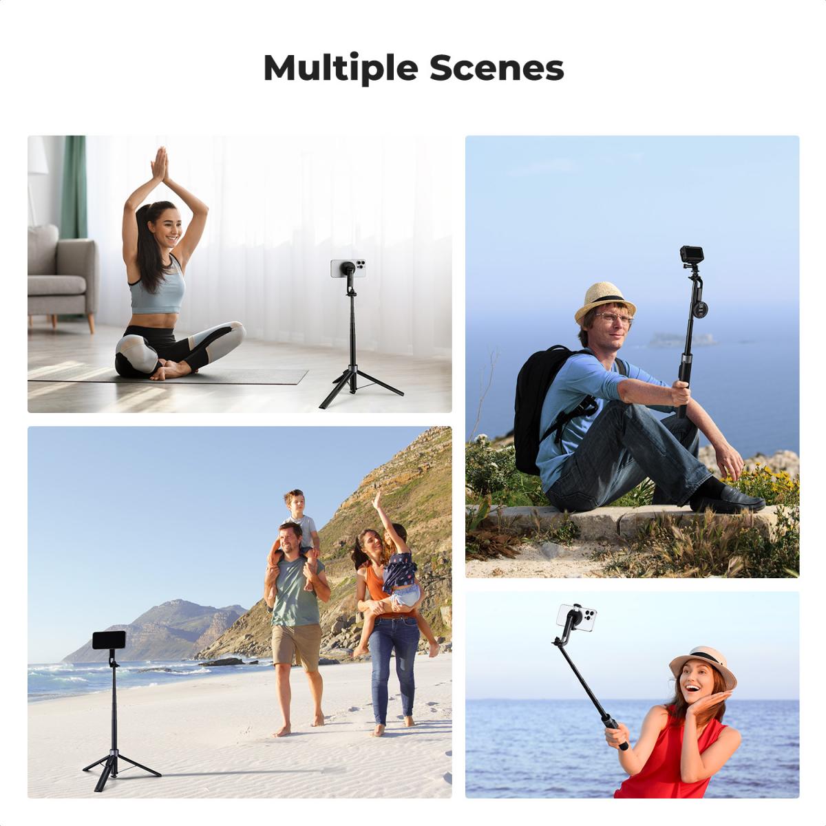 K&F CONCEPT Popod 72" Phone Tripod, 3-in-1 Clip & Magnetic Selfie Stick with Remote, Automatic Phone Tripod Stand, Compatible with iPhone 17-12 Series Android Phones 1/4" Screw Accessories