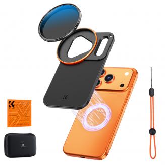 Adattatore per filtro magnetico bifacciale K&F CONCEPT con filtro ND2-32 variabile da 58 mm, compatibile con iPhone 17 Pro e filtri filettati da 58 mm, filtro VND compatibile con obiettivo della fotocamera iPhone