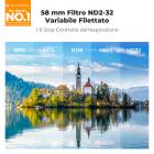 Adattatore per filtro magnetico bifacciale K&F CONCEPT con filtro ND2-32 variabile da 58 mm, compatibile con iPhone 17 Pro Max e filtri filettati da 58 mm, filtro VND compatibile con l'obiettivo della fotocamera dell'iPhone