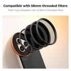 K&F CONCEPT Double-sided Magnetic Lens Filter Mount Adapter with 58mm Variable ND2-32 Filter, Compatible with iPhone 17 Pro Max and 58mm Threaded Filters, VND filter Compatible with iPhone camera lens