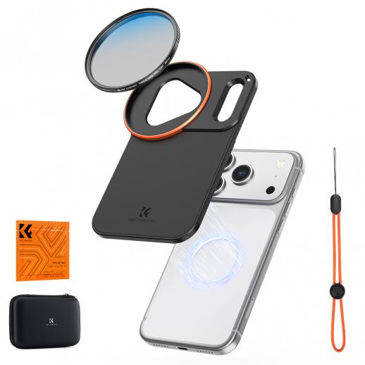 Adattatore per filtro magnetico bifacciale K&F CONCEPT con filtro CPL da 58 mm, compatibile con iPhone 17 Pro Max e filtri filettati da 58 mm, filtro CPL compatibile con obiettivo della fotocamera iPhone