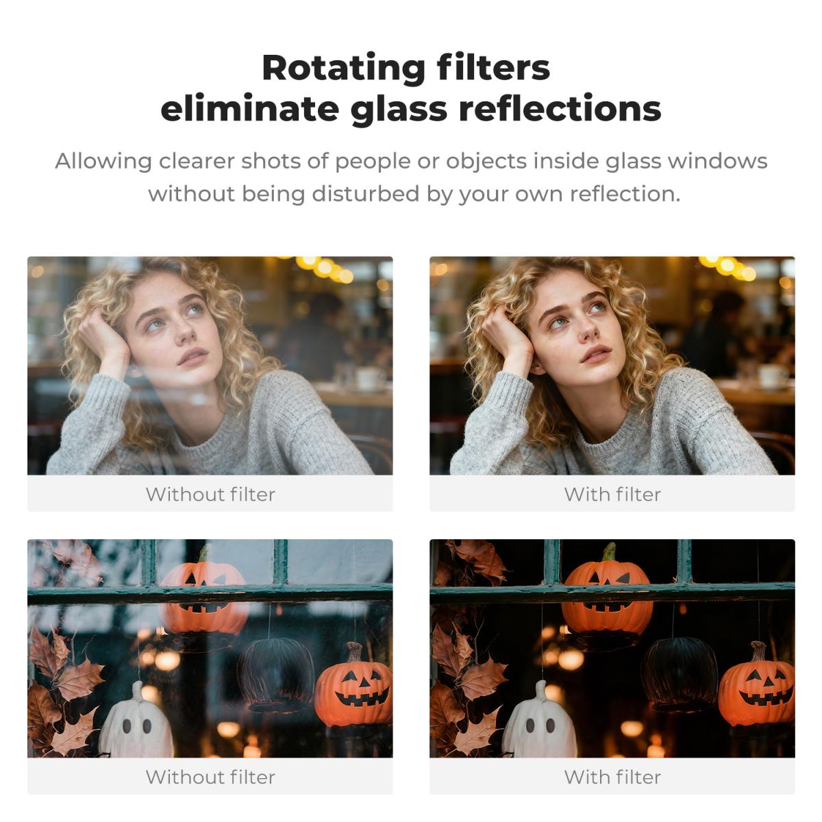 K&F CONCEPT 58mm Press-on CPL Phone Lens Filter Kit, Polarizing Filter Compatible with iPhone 17/16/15/14/13/12 Standard, 16/15/14/13/12 Pro/Pro Max, 58mm Threaded Filters
