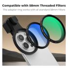K&F CONCEPT 58mm Press-on CPL Phone Lens Filter Kit, Polarizing Filter Compatible with iPhone 17/16/15/14/13/12 Standard, 16/15/14/13/12 Pro/Pro Max, 58mm Threaded Filters