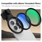 K&F CONCEPT 58mm Press-on Phone Lens Filter Adapter, Compatible with iPhone 17/16/15/14/13/12, 16/15/14/13/12 Pro, 16/15/14/13/12 Pro Max(Filter Not Included)