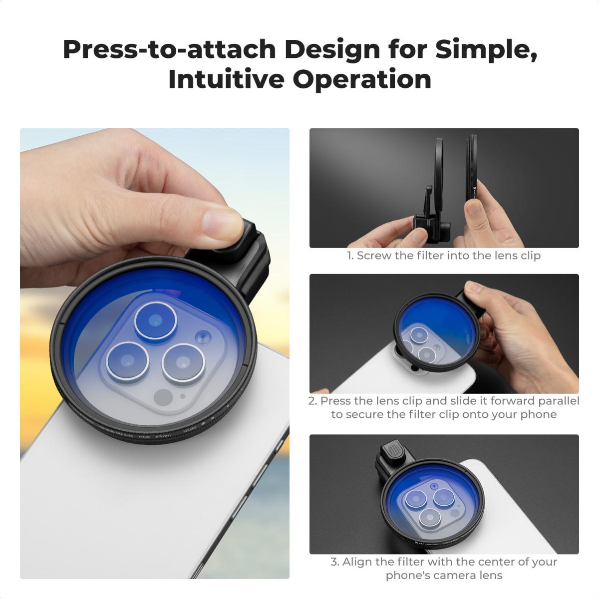K&F CONCEPT 67mm Press-on Phone Lens Filter Adapter, Compatible with iPhone 17/16/15/14/13/12, 16/15/14/13/12 Pro, 16/15/14/13/12 Pro Max(Filter Not Included)