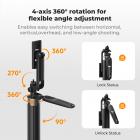 K&F CONCEPT 71" Phone Tripod, Auto Open Selfie Stick with 4 Legs & Stabilizing Handle, 360° Rotation Cell Phone Tripod Stand with Wireless Remote Control, Compatible with iPhone, Android, Camera