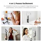 Support pour smartphone K&F CONCEPT PT03, compatible MagSafe, trépied pour smartphone [Multifonctionnel 4 en 1] Support de bureau pliable, mini trépied magnétique double face, pince de fixation, bras en alliage d'aluminium, rotation à 360°, réglable p