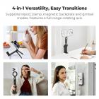 K&F CONCEPT PT03 Smartphone Stand, MagSafe Compatible, Smartphone Tripod [Multifunctional 4-in-1] Foldable Desktop Stand, Double-Sided Magnetic Mini Tripod, Climbing Clip, Aluminum Alloy Arm, 360° Rotation, Landscape/Portrait Adjustable, Arca Swiss Pl