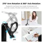 K&F CONCEPT PT03 Smartphone Stand, MagSafe Compatible, Smartphone Tripod [Multifunctional 4-in-1] Foldable Desktop Stand, Double-Sided Magnetic Mini Tripod, Climbing Clip, Aluminum Alloy Arm, 360° Rotation, Landscape/Portrait Adjustable, Arca Swiss Pl