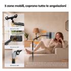 Supporto universale da pavimento K&F CONCEPT per tablet e telefono con base ponderata da 2,89 kg, include testa magnetica, morsetti per tablet e telefono, braccio regolabile da 1,6 m per letto e divano, compatibile con iPad e iPhone.