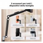 Supporto universale da pavimento K&F CONCEPT per tablet e telefono con base ponderata da 2,89 kg, include testa magnetica, morsetti per tablet e telefono, braccio regolabile da 1,6 m per letto e divano, compatibile con iPad e iPhone.