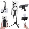 K&F CONCEPT PT02 7mm 59g Magnetic Phone Stand, Foldable Selfie Stick for iPhone, Dual-Sided Magnets Mini Tripod Pocket Cell Phone Stand with Hook, Compatible with iPhone 17-12 Series Android Phones