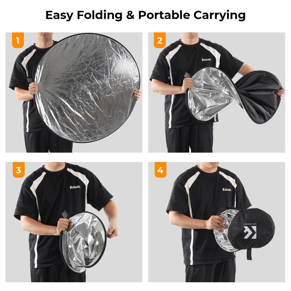 Refletor circular cinco em um 80 cm dourado prateado preto branco translúcido painel de luz suave retrato fotografia ao ar livre bloqueio de luz portátil dobrável acessório para tenda fotográfica K&F Concept