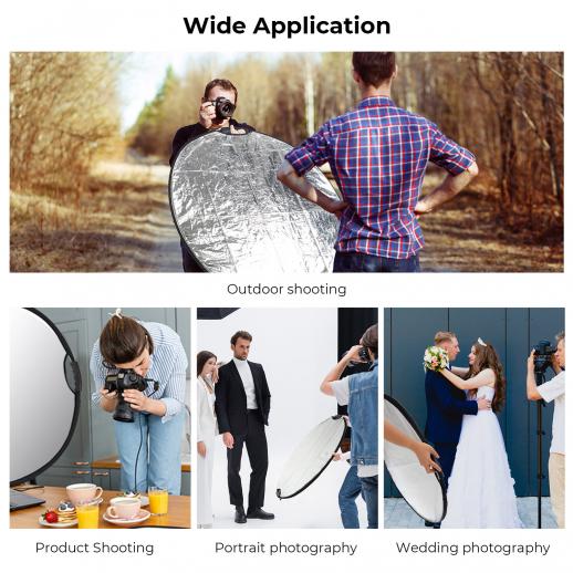 Five-in-One Circular Reflector with Handle 110cm Gold Silver Black White  Translucent Soft Light Panel Portrait Outdoor Photography Light Blocking