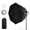 15.75" / 40cm K&F CONCEPT Mini Bowens Mount Octagonal Softbox for PL-60B COB Light, Includes Honeycomb Grid, Diffuser, and Drawstring Storage Bag.