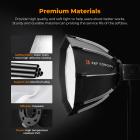 15.75" / 40cm K&F CONCEPT Mini Bowens Mount Octagonal Softbox for PL-60B COB Light, Includes Honeycomb Grid, Diffuser, and Drawstring Storage Bag.
