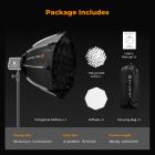 15.75" / 40cm K&F CONCEPT Mini Bowens Mount Octagonal Softbox for PL-60B COB Light, Includes Honeycomb Grid, Diffuser, and Drawstring Storage Bag.