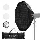 K&F CONCEPT 90cm Octagonal Softbox, Standard Bowens Mount, includes honeycomb mesh, diffuser cloth, and drawstring storage bag. Compatible with all standard Bowens mount fill lights, studio flashes, etc.