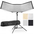 K&F CONCEPT Quick-Open U-Shaped Reflector, 47"x25"/120x65cm, with 4-in-1 reflective fabric, available in black, gold, white, and silver, includes a 1.5m stand and a storage bag. Suitable for photography studio use.