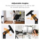 K&F CONCEPT Quick-Open U-Shaped Reflector, 47"x25"/120x65cm, with 4-in-1 reflective fabric, available in black, gold, white, and silver, includes a 1.5m stand and a storage bag. Suitable for photography studio use.