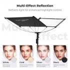 K&F CONCEPT Quick-Open U-Shaped Reflector, 47"x25"/120x65cm, with 4-in-1 reflective fabric, available in black, gold, white, and silver, includes a 1.5m stand and a storage bag. Suitable for photography studio use.