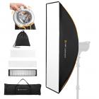 K&F CONCEPT Softbox a striscia a montaggio rapido One-snap da 30x120 cm | Softbox portatile con diffusori/griglia a nido d'ape/borsa a griglia/attacco Bowens standard per fotografia di prodotti in studio con luce COB LK09