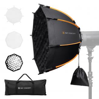 K&F CONCEPT Octagonal Softbox, 23.6"/60cm, Grid Pouch, Quick Release | Bowens Mount Softbox with Honeycomb, Carrying Bag, for Solo Photographer, Personal Portraits, Small Product Photography LK13