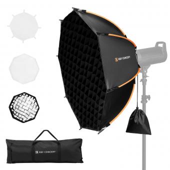 K&F CONCEPT Octagonal Softbox, 35.4"/90cm, Grid Pouch, Quick Release | Bowens Mount Softbox with Honeycomb, Carrying Bag, for Studio Portraits, Photography Studio, Live Streaming Key Lights LK08