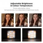 Mini luz magnética K&F Concept para DJI Osmo Pocket 3, iluminação auxiliar LED recarregável USB-C de 1 W, temperatura de cor 3 níveis ajustáveis ​​3000K/4500K/6000K, brilho 2 níveis, lâmpada de vídeo