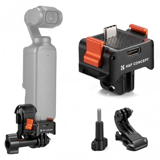 K&F CONCEPT Charging Adapter Base Compatible with DJI Osmo Pocket 4 & 3, Supports Original Super Fast Charging/Quick-Release Clamp/Arca-Swiss/1/4 Screw Holes, Aluminum USB-C Desktop Charging Dock